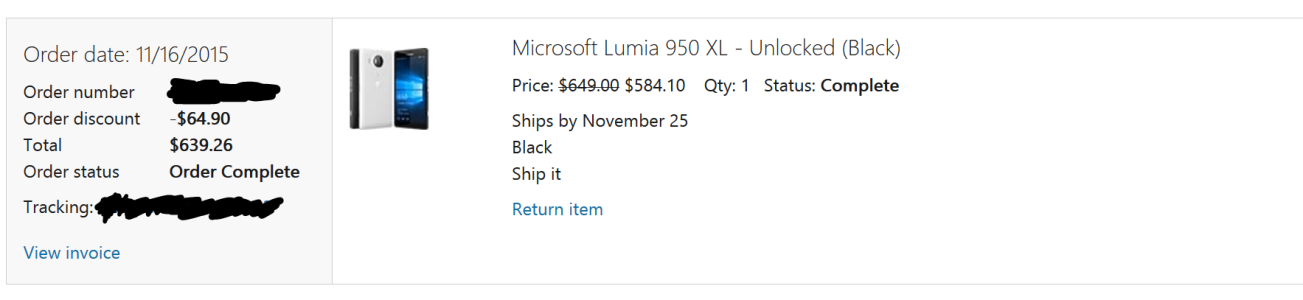 Microsoft Lumia 950 XL Shipping Confirmation.PNG