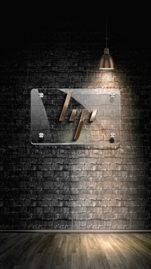 HP metal logo on glass- brick wall.jpg